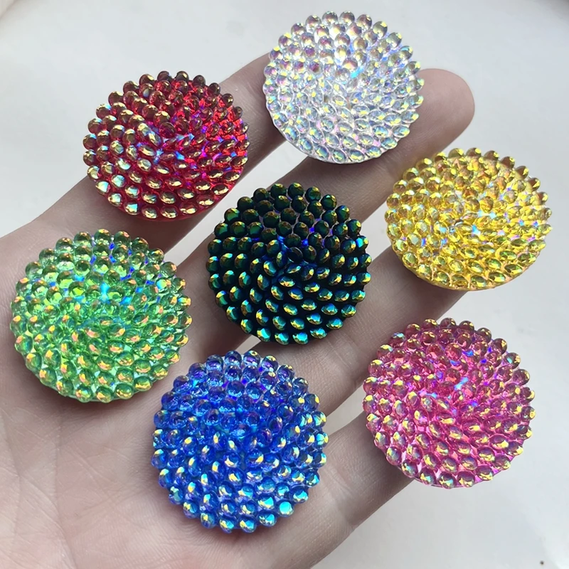 반짝이는 라운드 플라워 플랫 백 라인스톤 DIY 쥬얼리, 웨딩 장식, 수제 액세서리, 10 개, 30mm