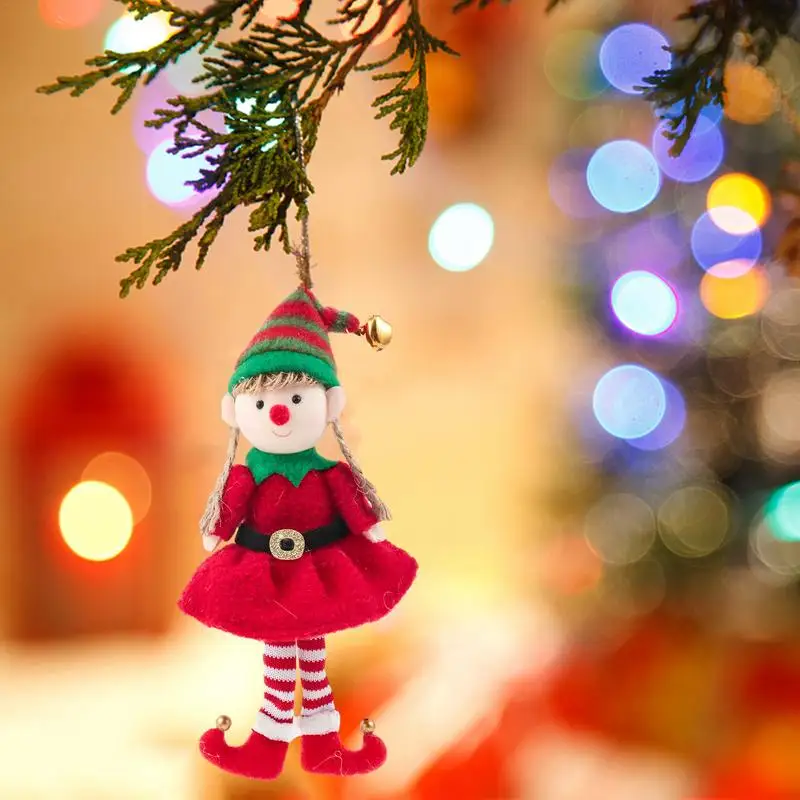 simpatici ragazzi e ragazze elfi ornamenti da appendere albero di Natale bambola ornamenti da appendere per albero di Natale peluche Decorazioni natalizie elfi 