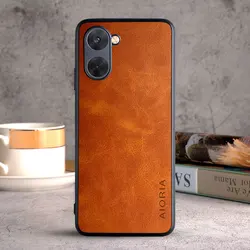 Luxurious Vintage Leather Skin Case for Realme 10 Pro (Yellow)