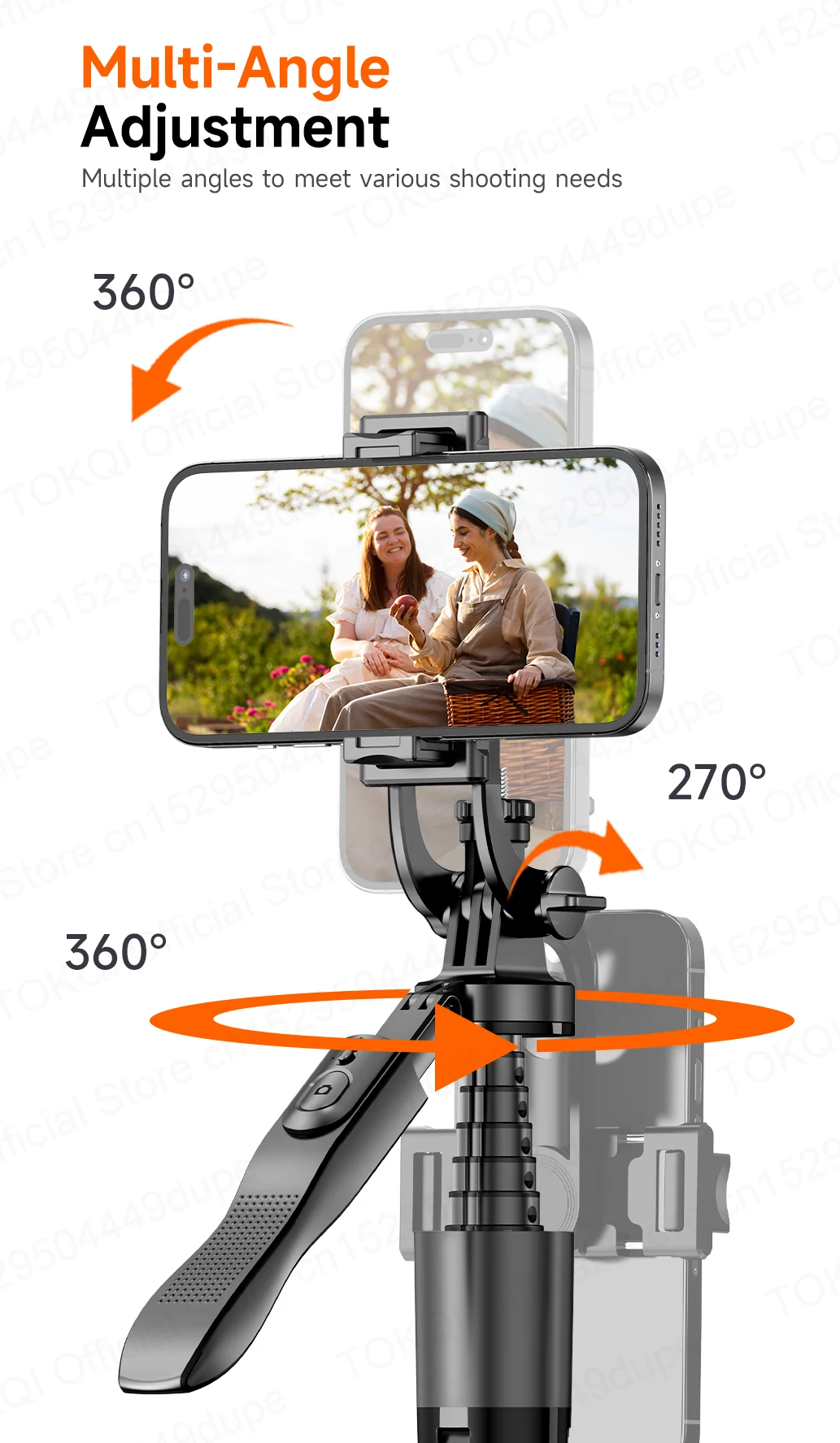 Tokqi L16-tt Selfie Stick Tripod With 360 Degree Rotation And Fill Light_voghion.com