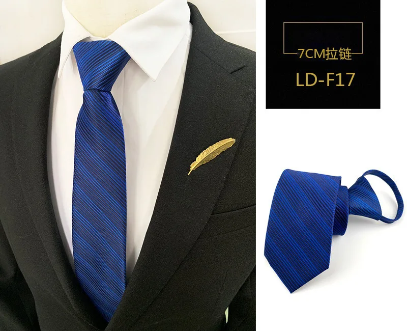 Mode 7 cm Herren Krawatte vorgebunden leicht zu tragen Krawatte Reißverschluss faul vorgebunden Streifen Dot Plaid Business Hochzeit Krawatte für Mann – Detail 20