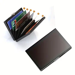 Sleek RFID - Blocking Metal Wallet - Secure Card Holder with Multiple Slots (Black - 6 cards)