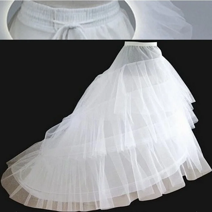 New Petticoats with Train Good White Bridal Gown Crinoline Formal Dress Underskirt 3-Layers Wedding Accessories цена и фото