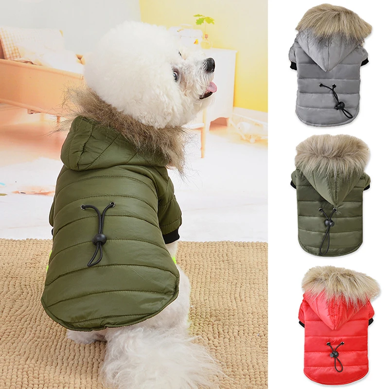 

Solid Color Padded Pet Jacket With Hooded Simple Winter Warm Dog Vest Durable Trendy Cat Coat Cozy Clothes For Small Cat Dog