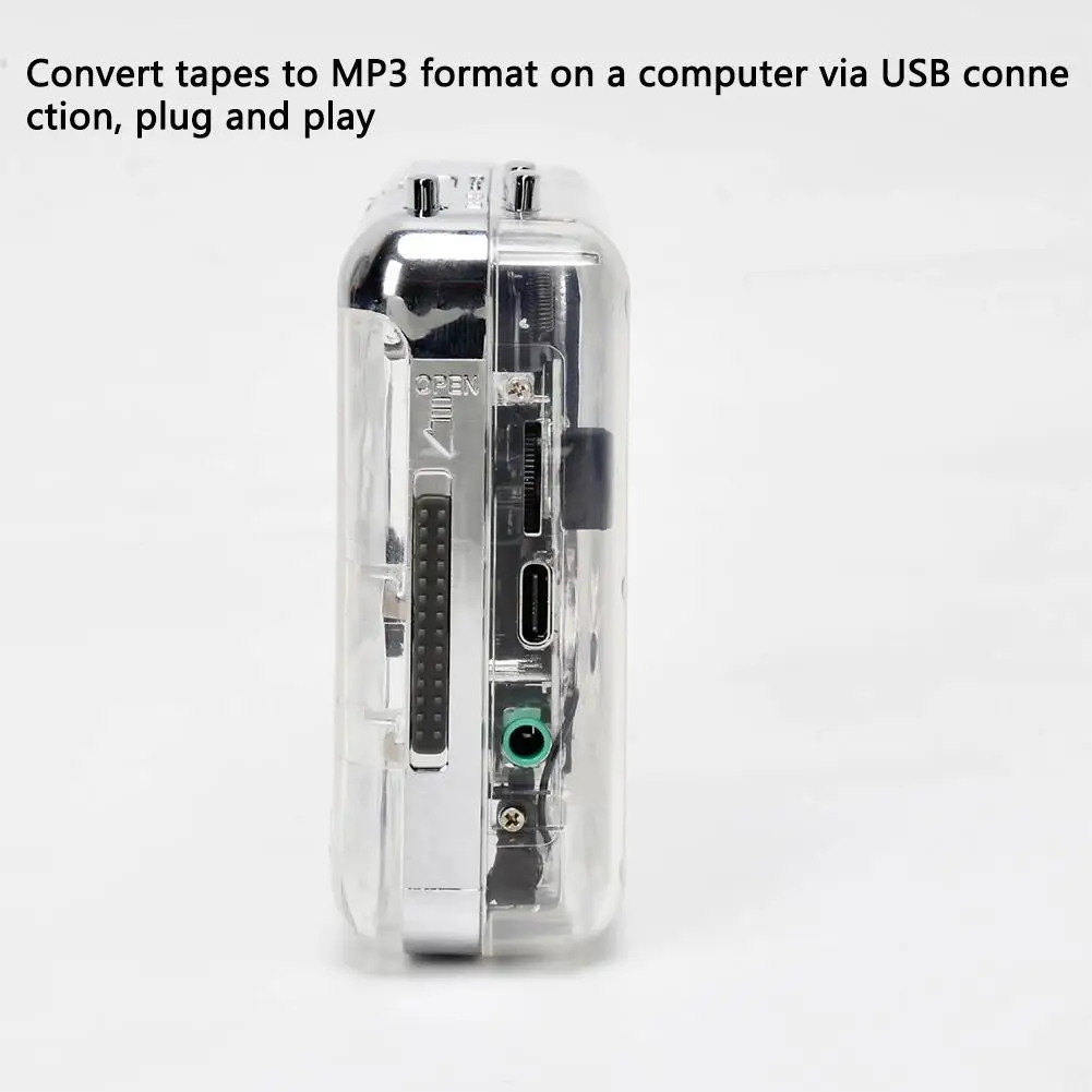 Cassette Player Portable Tape Recorder To Mp3 Full Transparent Shell Type-c Port Convert Walkman Tape To Cd Cassette Player