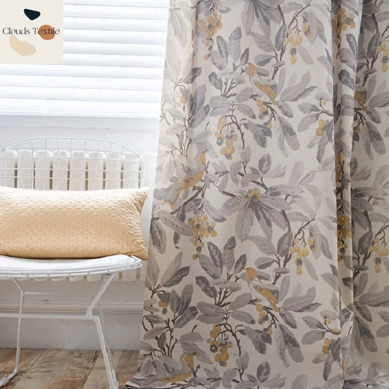 Cotton Printed Curtains for Living Room Simple Curtains Polyester Curtain Modern Boutique Dining Room Bedroom