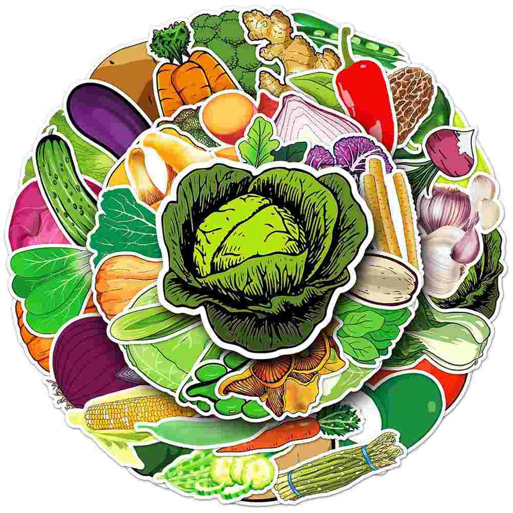 

100 Sheets of Vegetable Stickers Cartoon Pattern Sticker Suitcase Sticker DIY Graffiti Stickers