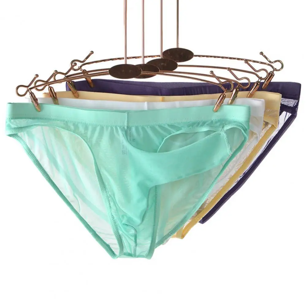Men's Underwear Transparent Boxers Bulge Ice Silk See Through Low Rise 3D Elephant Nose Men Briefs Sexy Net Yarn Panties Sexy