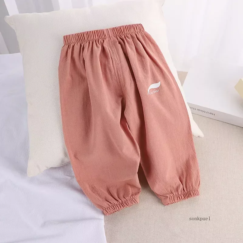 2024 New Children's Pants Summer Baby Boys and Girls Trousers Cotton and Linen Pants 4
