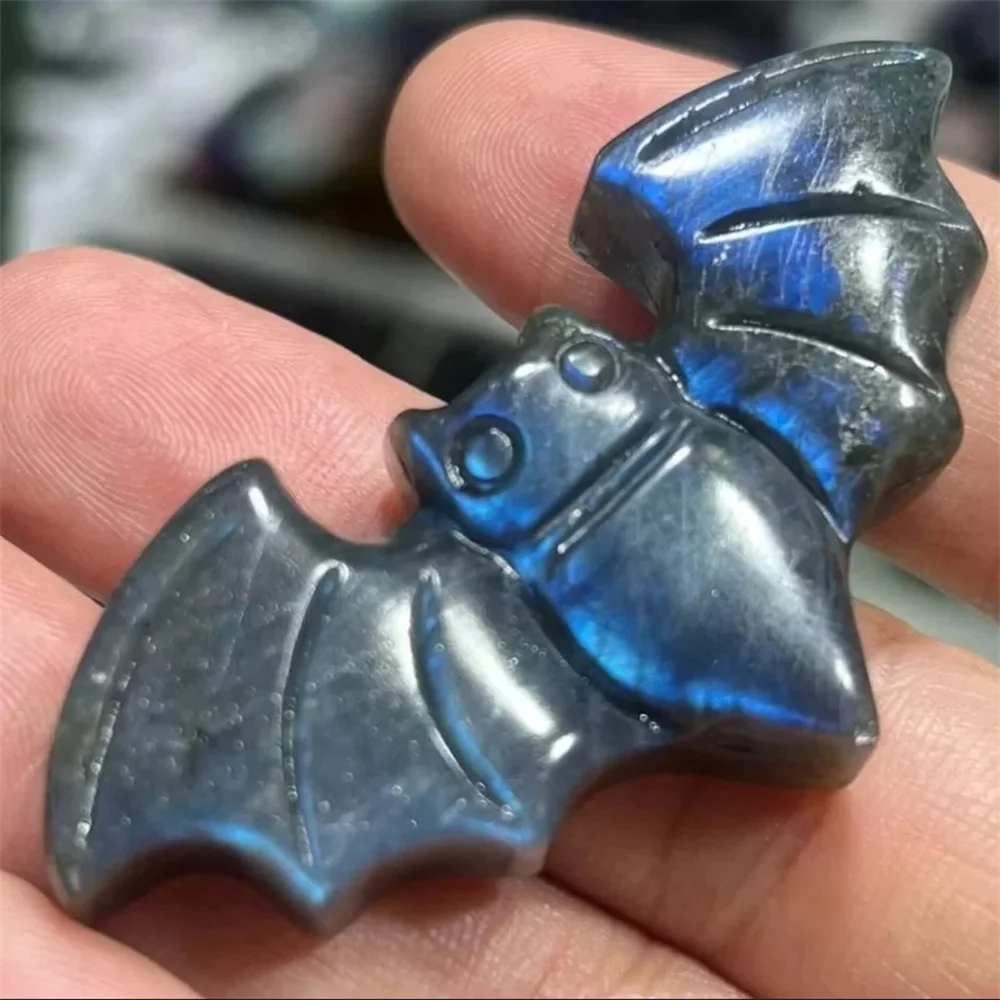 Natural Labradorite Bat Carving Quartz Crystal Hand Carved Figurine  Reiki healing  Natural Gemstone Home Decor Collection Gift 3
