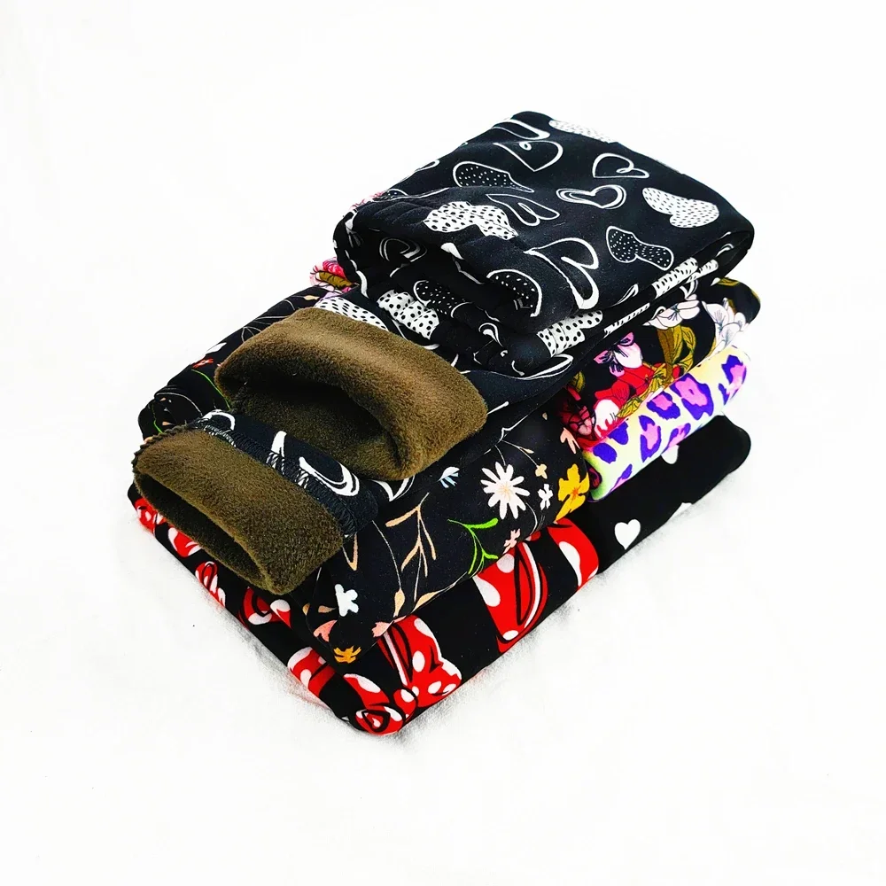Kids Leggings Girl Pants Girls Thin Fleece Leggings Spring Autumn Winter Baby Sweet Retro Camouflage Floral Slim Trousers Children Clothing