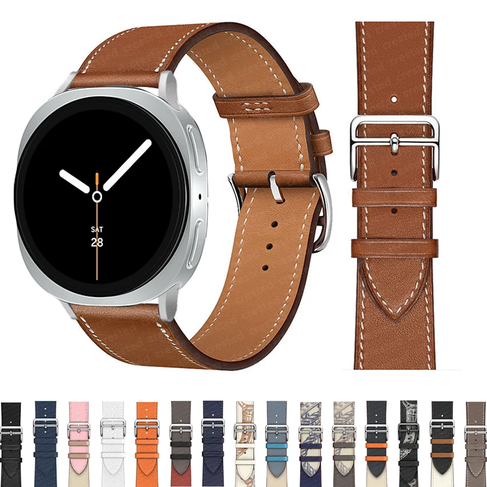 Premium Synthetic Leather Strap for Smartwatch - Elegant Bracelet with Connector