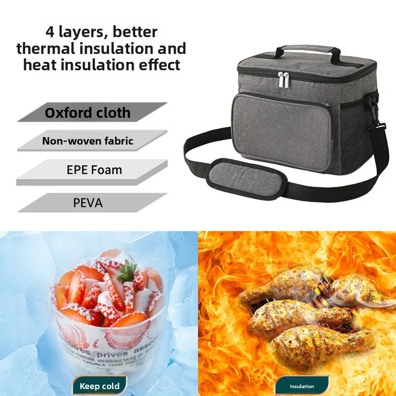 New Style Thermal Bag Handheld Oxford Cloth Insulated Cooler Ice Pack for Outdoor Camping Picnic Lunch Box