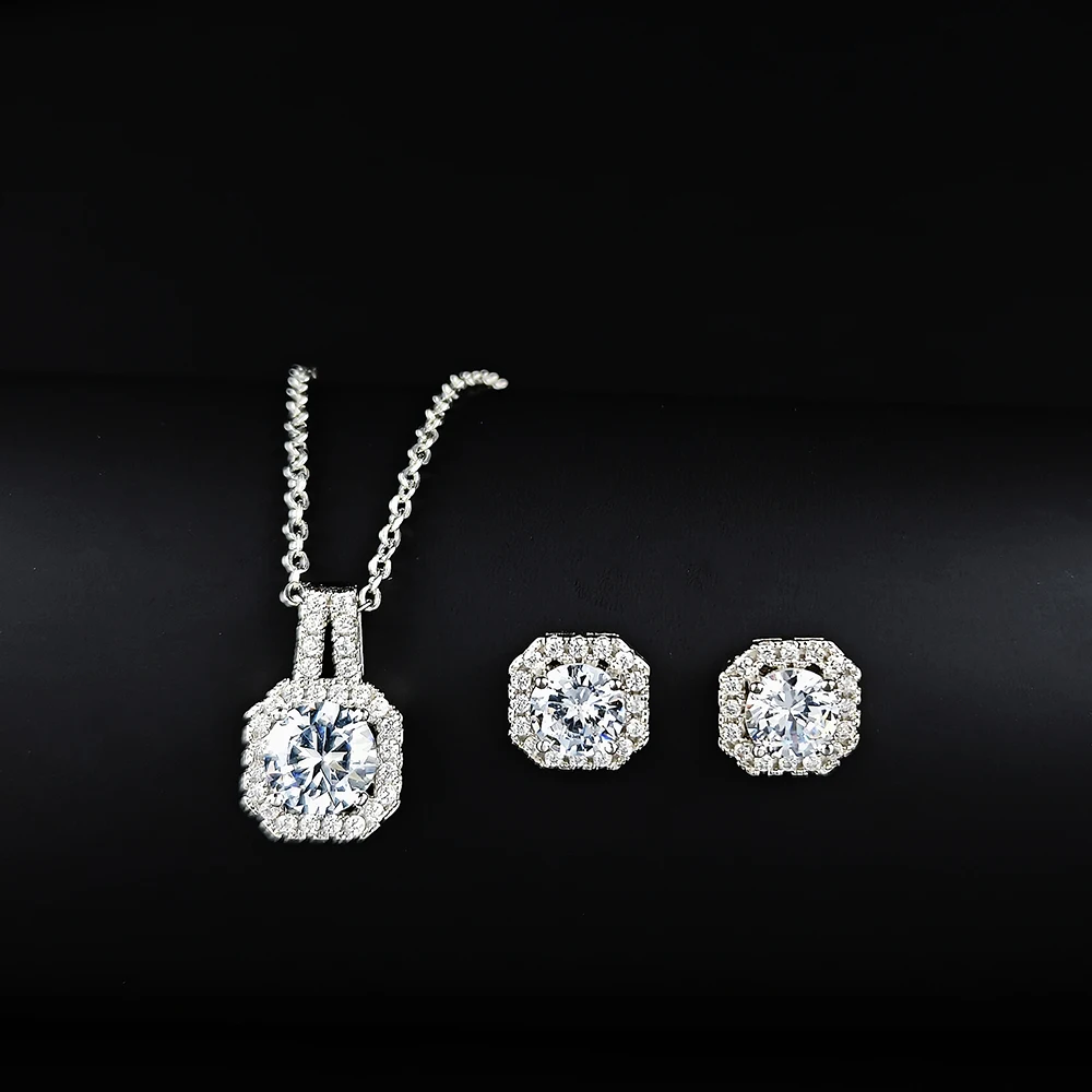 2024 New Trendy pink Color Earrings and Necklace Pendant Set for Women Anniversary Gift Jewelry Wholesale x1104-e1104 4
