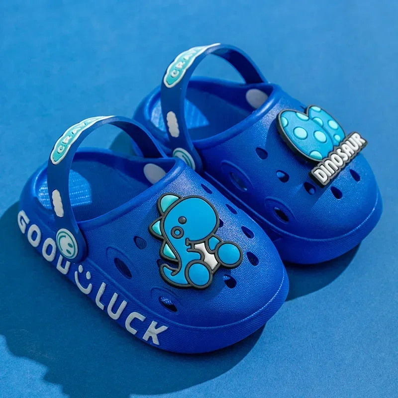 Kids Sandals Child Kawaii Blue Cartoon Clogs Summer Kids Lovely Dinosaur Outdoor Light Breathable Casual Garden Shoes