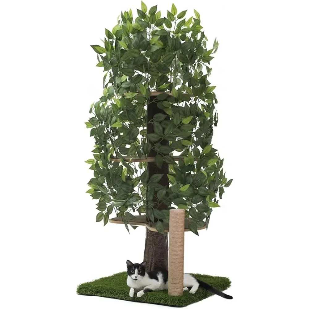 

Cat Tree With Leaves Pets for Cats Scratcher Multi-Level Cat Condo for Indoor Cats With Scratching Post Sisal Toy Bed Frame Pet