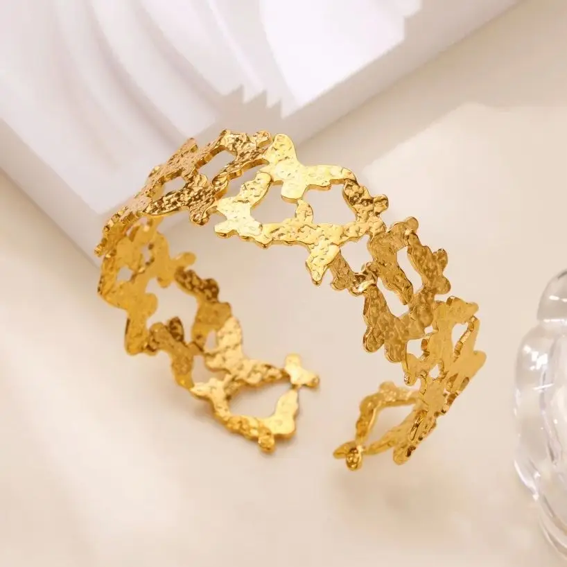 Multiple Butterfly Bracelets Gold Geometric Bangle