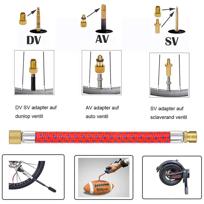 21PCS Fahrrad Reifen Inflator Kit Rohr Nadel Luft Schlauch Adapter Pumpe Stecker für Fahrrad Basketball Reparatur Werkzeug Set – Detail 9