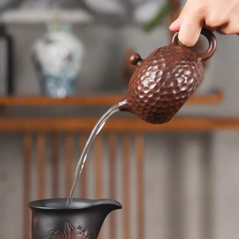 250ml Authentic Purple Pottery Teapot High-grade Ceramic Tea Set Handmade Ball Hole Filter Xishi Pot Chinese Beauty Tea Infuser