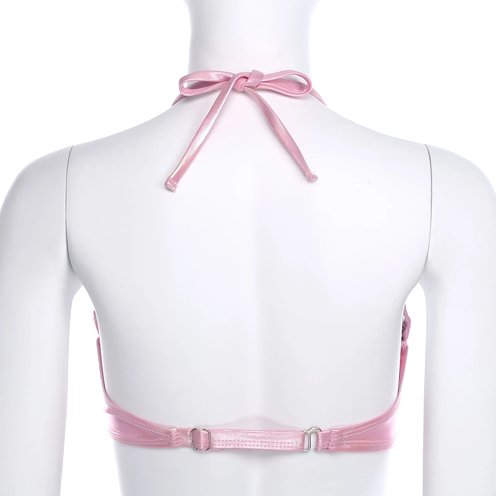 Damen-Bikini-Badebekleidung, BH-Oberteil, Neckholder, Perlenketten, Glitzer, schaumstoffförmig, leicht gepolsterter BH, Meerjungfrauen-Badeoberteil, Badeanzug – Detail 9