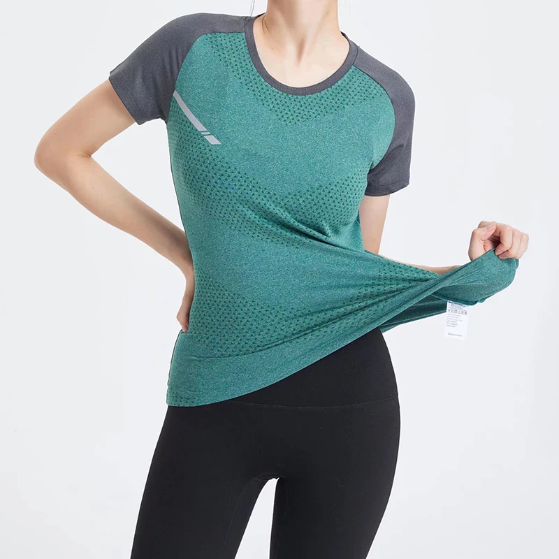 2023 Summer Sports T-shirt Training Fitness Clothes Women's Short-sleeved Sweating Non-stick Body Icy Breathable Yoga Top