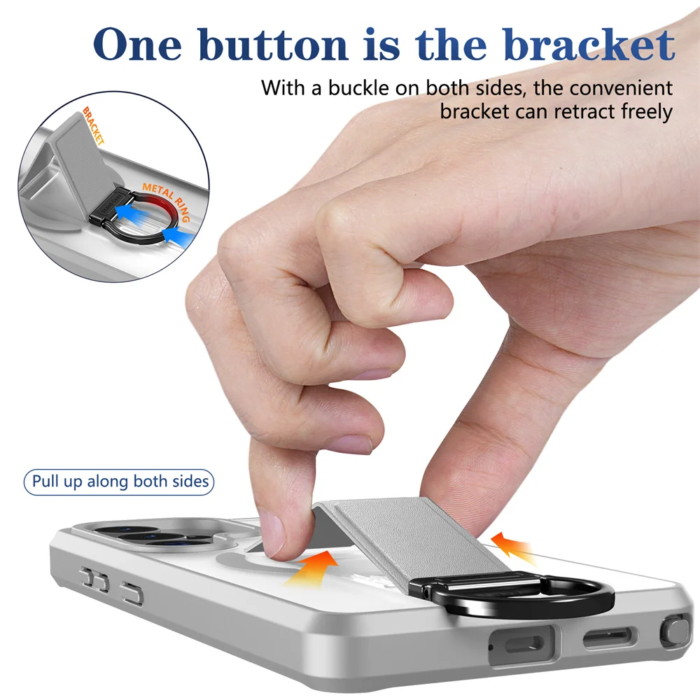 Magnet Folding Magnetic Stand Phone Case with Frosted Slim PC Translucent Cover