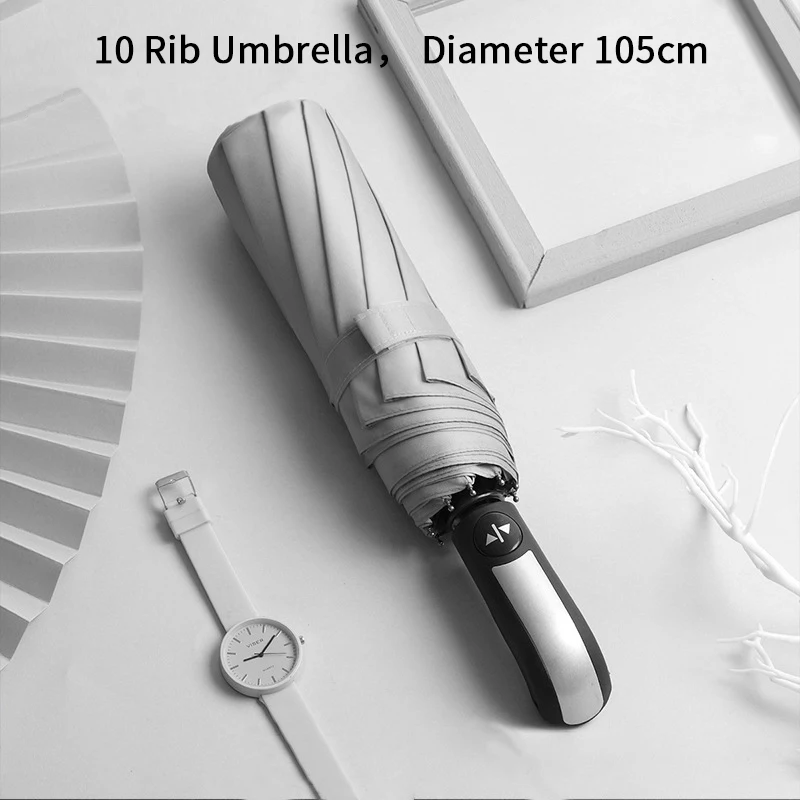 

Automatic UV Umbrella With Strong 10 Ribs High Quality Stable Wind And Water Resistant Umbrella Sunproof Parasol Diameter 105cm