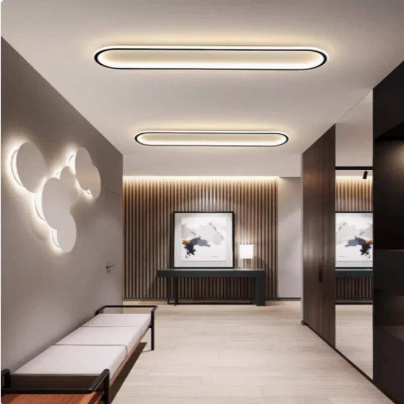 Modern LED Ceiling Light Oval Black Aisle 40/60/80cm Ceiling Light For Bedroom Porch Living Room LED Indoor Lamps and Lighting