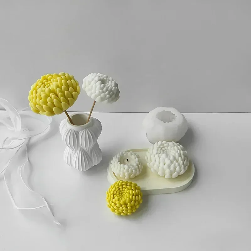 Moule à bougie en silicone - Fleur 3D - Chrysanthème