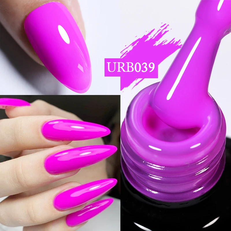 UR SUGAR 7ml Neon Rubber Base Gel Fluorescent Purple Yellow Soak Off UV LED Gel Varnishes Semi-permanent Manicure Hybrid Gel