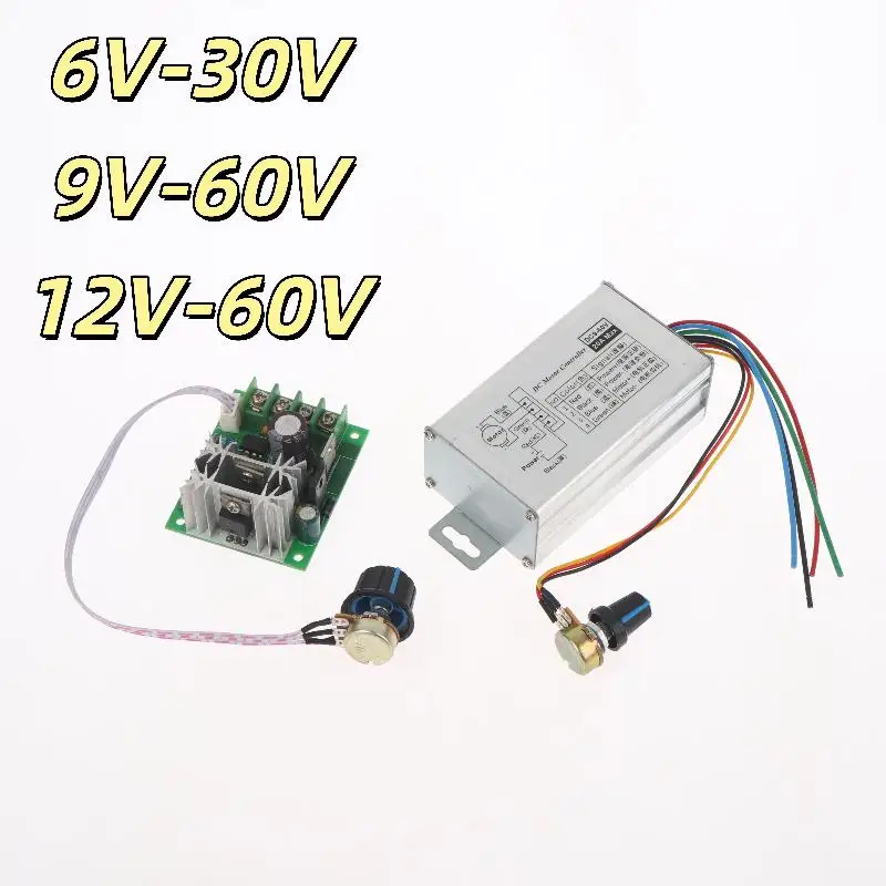【1Pc PWM 속도 조절기 무단계 DC 모터 속도 컨트롤러 DC 9V-60V 12V 24V 60V 20A 모터 펄스 폭 변조기 조절기】