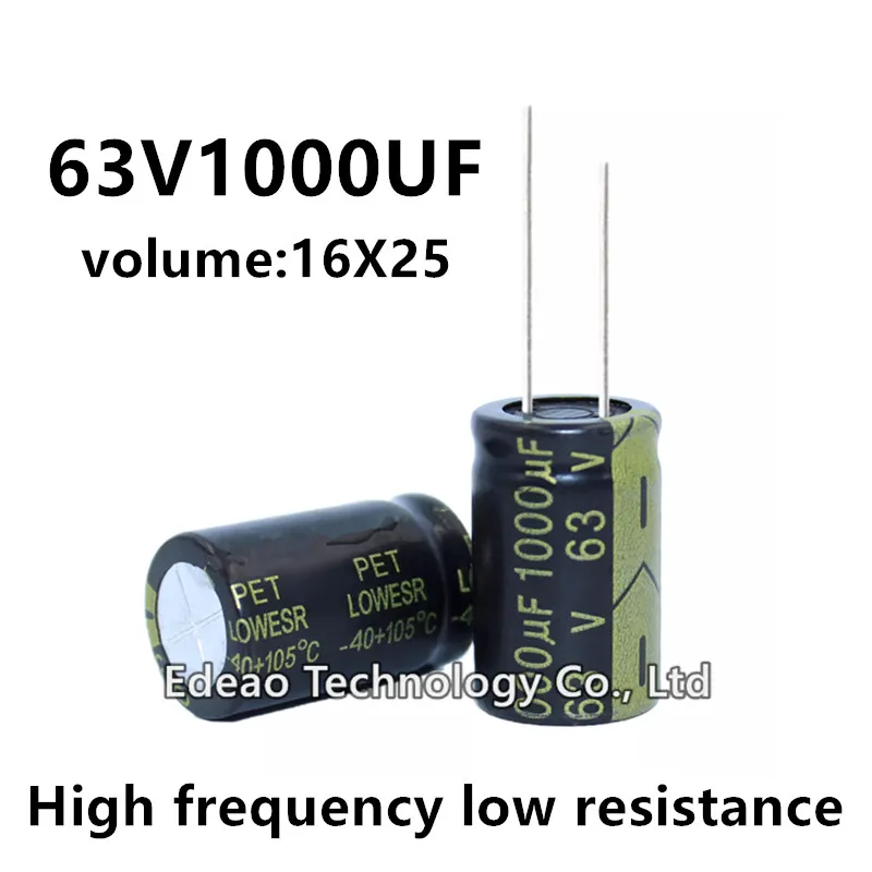 

5pcs/lot 63V 1000UF 63V1000UF 1000UF63V volume: 16X25 16*25 mm High frequency low resistance aluminum electrolytic capacitor
