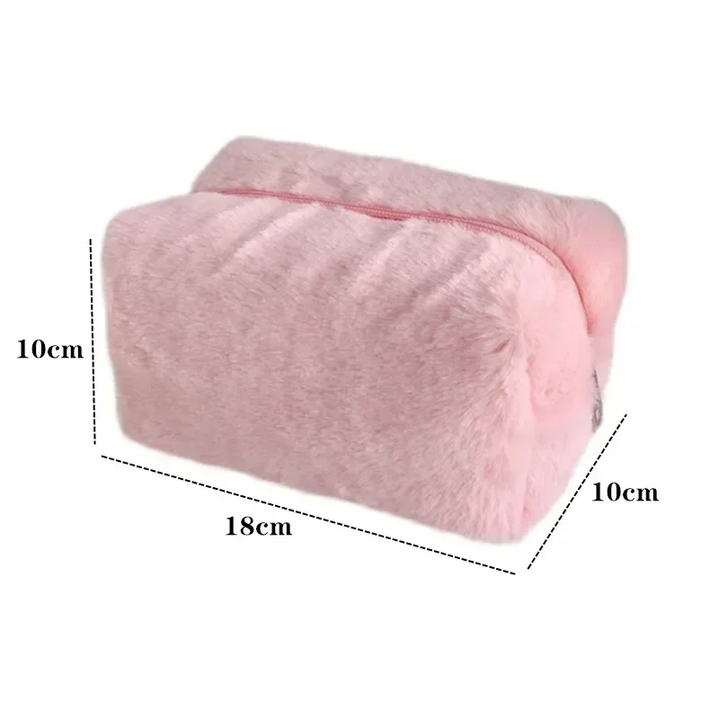 Fur Makeup Bags for Women Soft Travel Cosmetic Bag Organizer Case Young Lady Girls Make Up Case Necessaries 1 Pc Solid Handbags 6