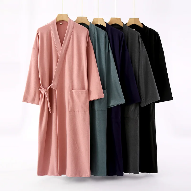 

New Spring And Autumn Japanese Kimono Robe Couple Cotton Crepe Bathrobe Men And Women Kimono Robe Robes For Women Sleepwear