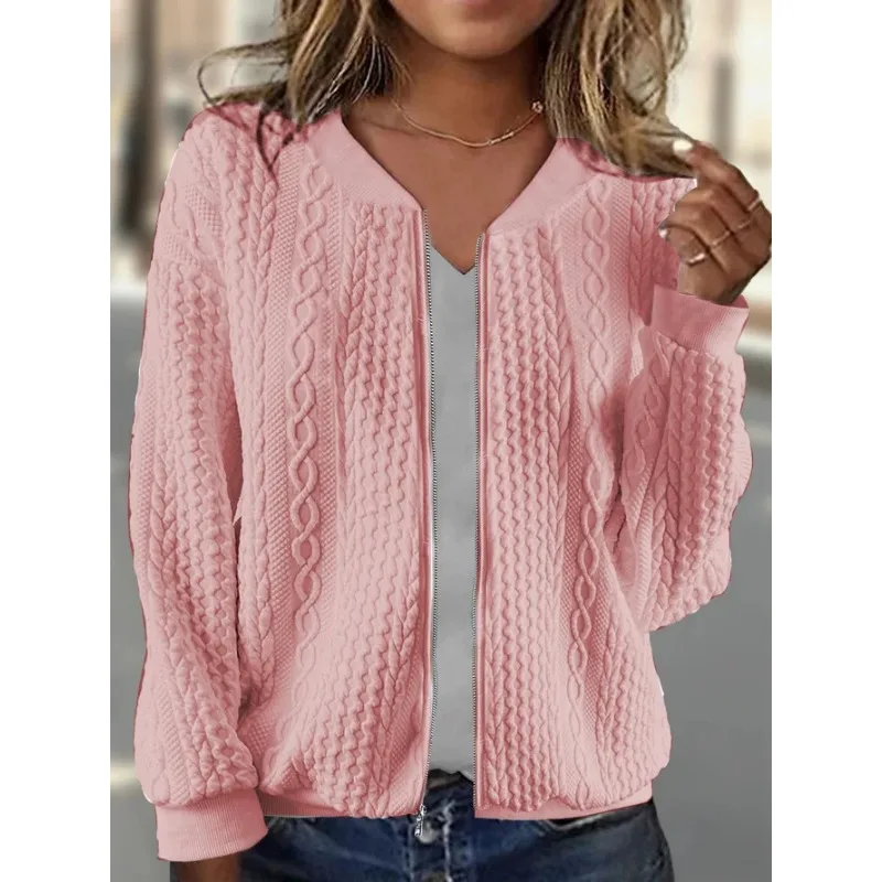 

Elegant Fashion Long Sleeve O Neck Zipper Jacket Outwear Y2K INS Clothes Autumn Winter Women Knitted Cardigan Sweater Top Coat