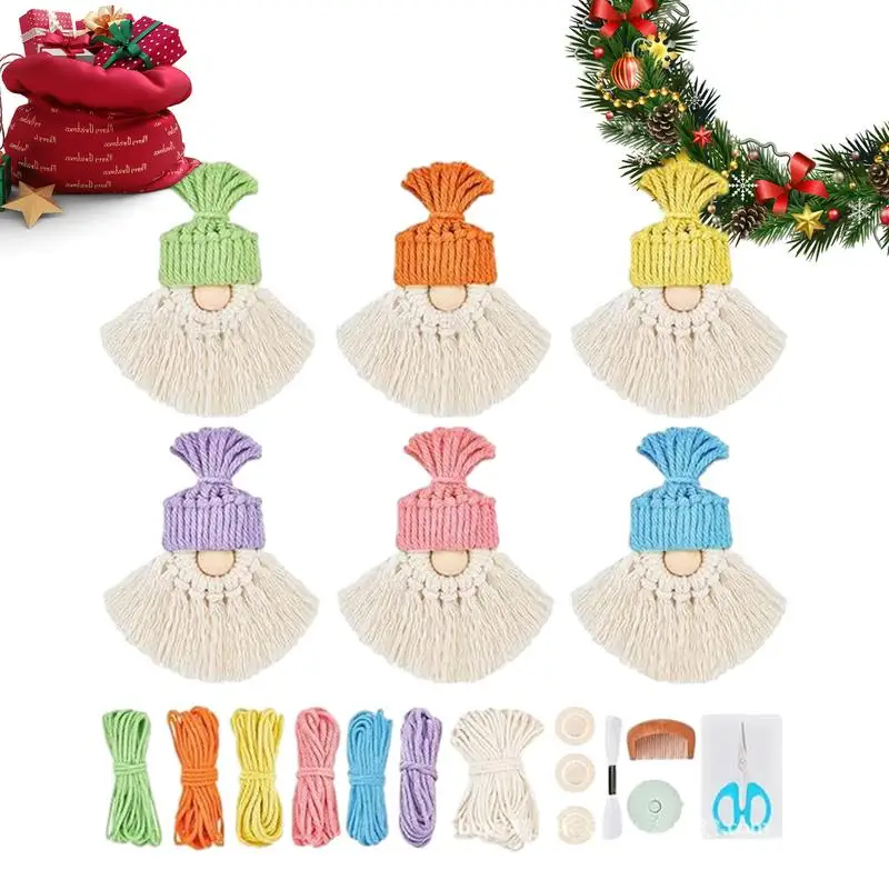 

Macrame Gnomes Macrame DIY Kit For Beginners Decorative Gnomes Braiding DIY Supplies For Schoolbags Christmas Tree Doors Window