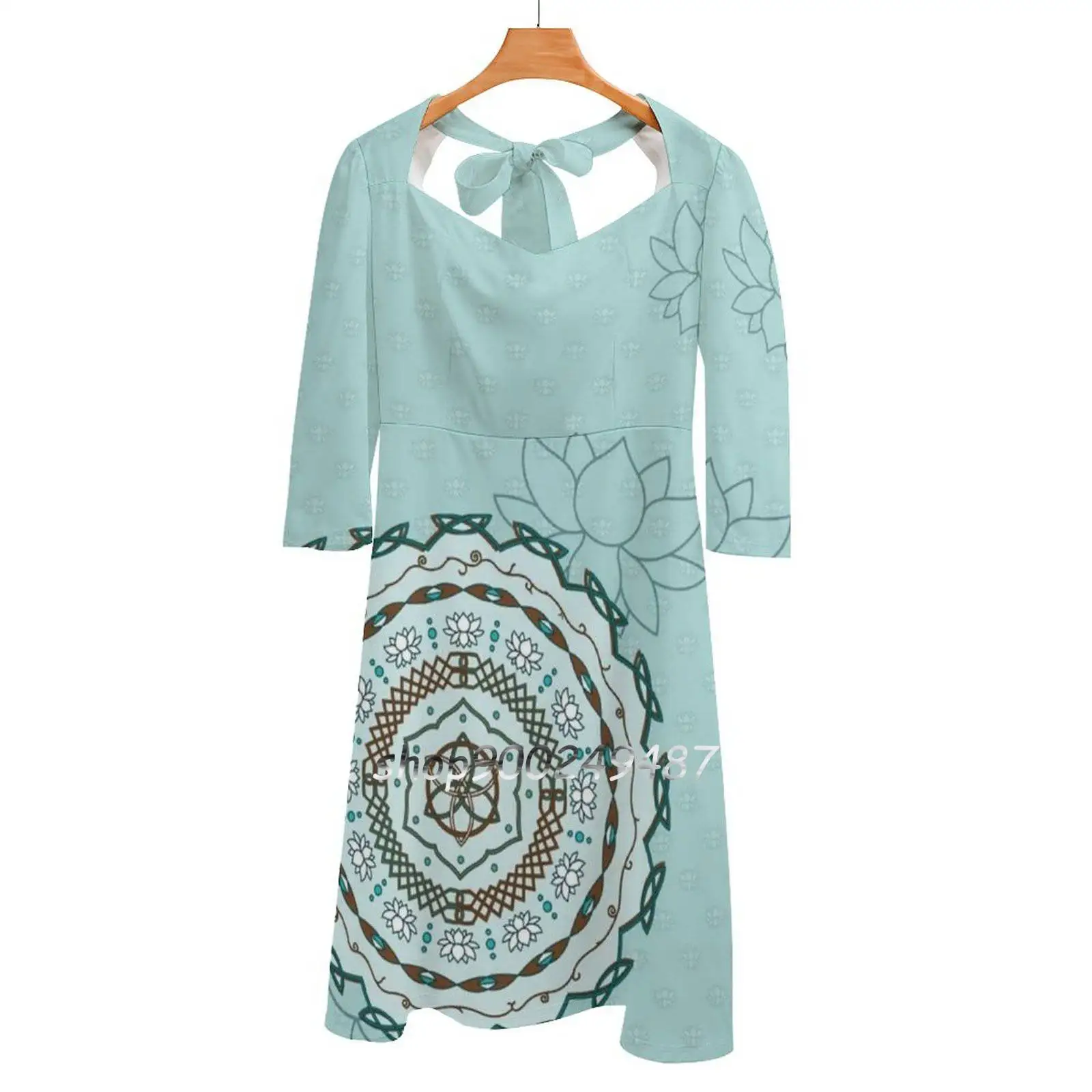 Lotus Weave Sweetheart Knot Abito Svasato Fashion Design Abito Ampio Di Grandi Dimensioni Blossom Weave Hennè Lotus Mandala Mehndi The