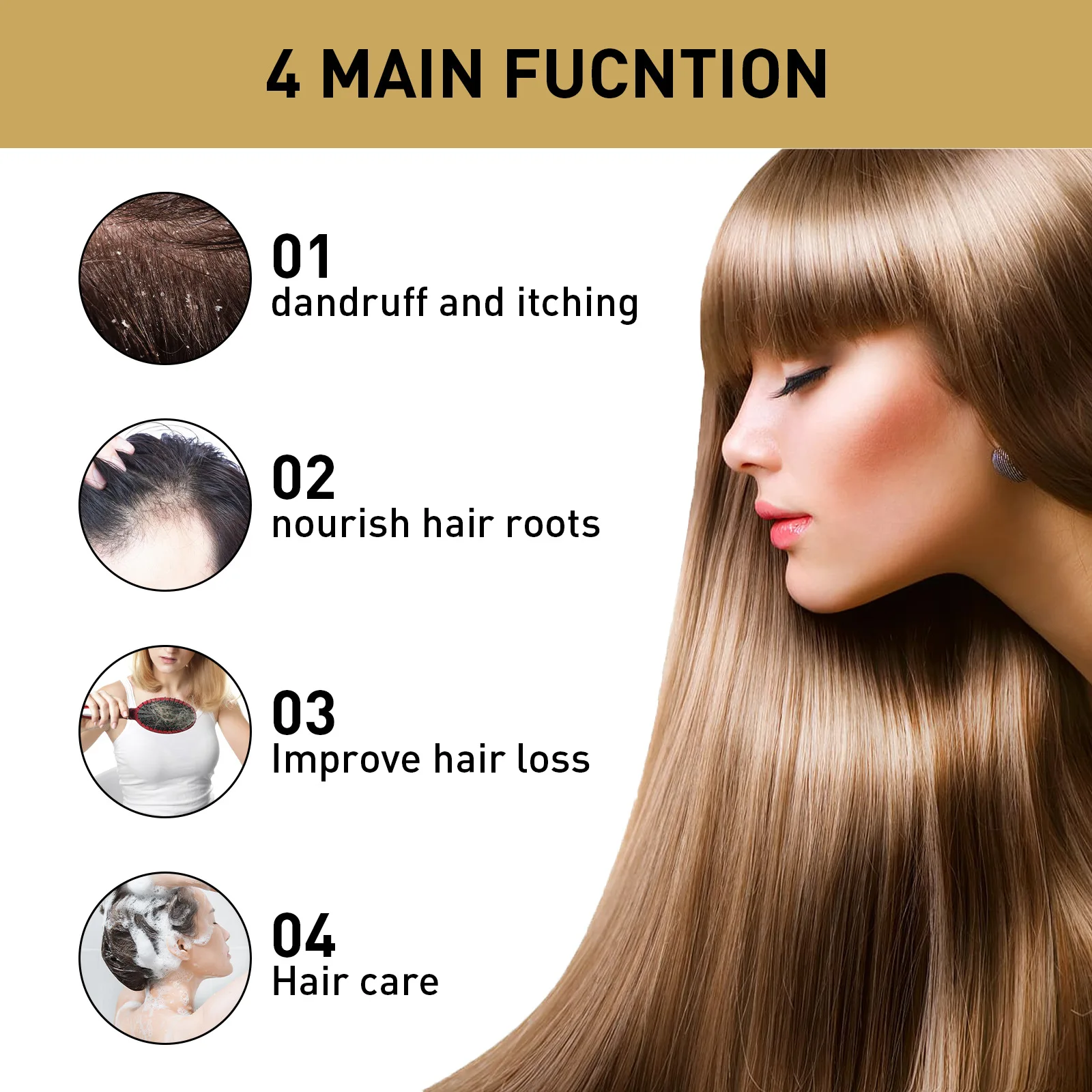 Ginger Regrowth Shampoo Anti Hair Loss Oil Control Dandruff Removal Moisturiz Nourish Scalp Repair Damaged Hair Growth Shampoo 5