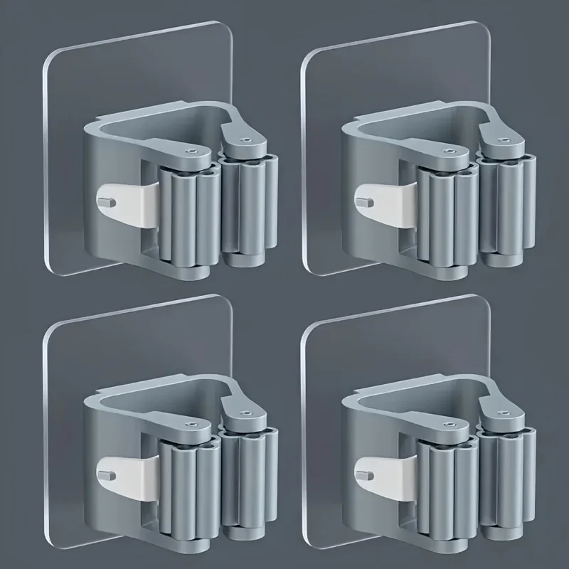 Description Picture 3 of item4pcs Easy-Install Wall-Mounted Mop & Broom Holder - Strong Adhesive, No-Drill Storage Rack for Home Organization