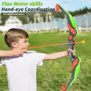 TEMI Kids Bow And Arrow Set LED Light Up. 10 Suction Cup Arrows, Target & Quiver. Lndoor And Outdoor Toys For Boys And Girls 5
