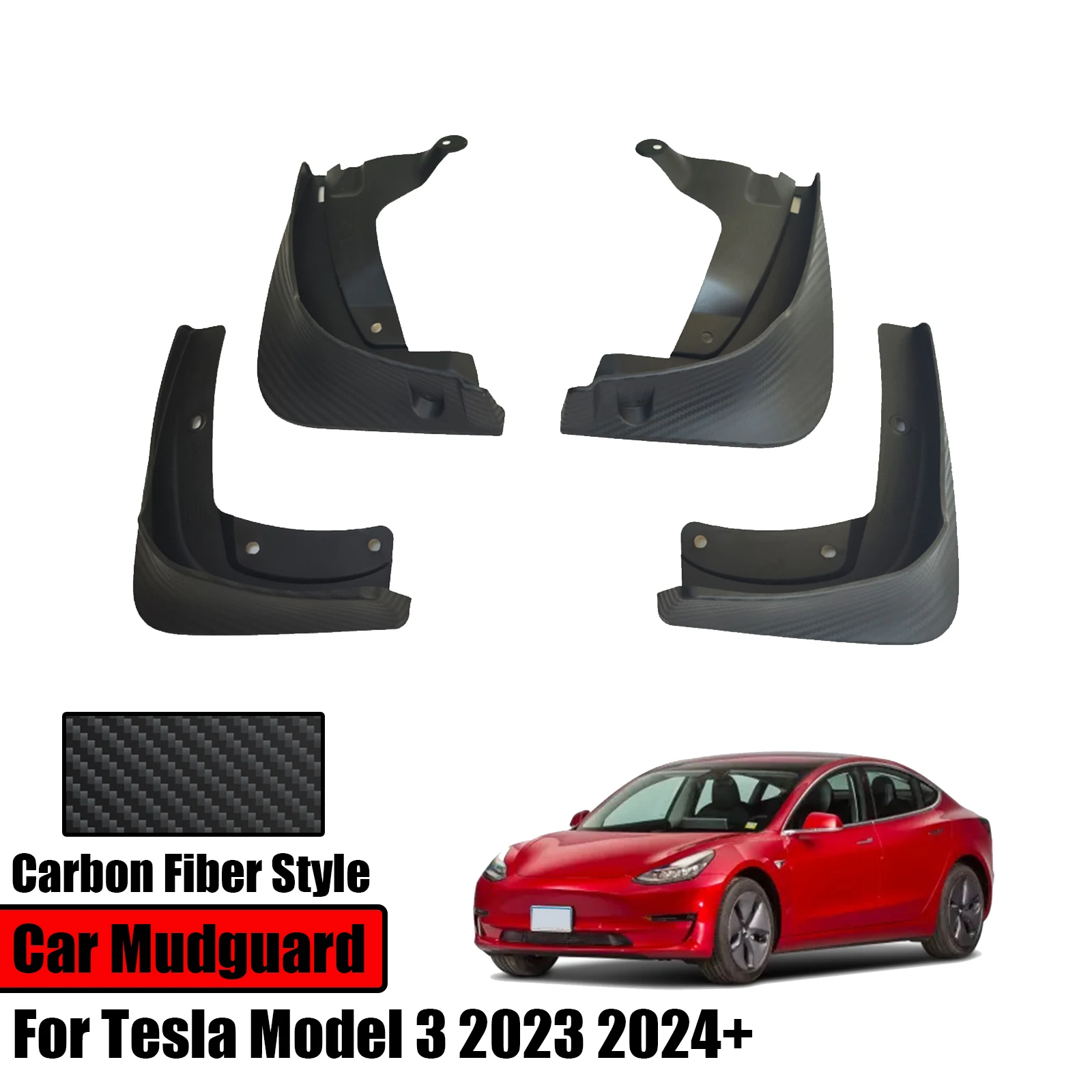 

4PCS For Tesla Model 3 2023 2024+ Car Mud Splash Fenders Modification Exterior Accessories Mudguards Flaps Facelift