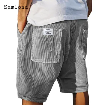 2025 Men's Stand Pocket Casual Beach Shorts Solid Corduroy Shorts Male Drawstring Half Pants Sexy Mens Clothing Plus Size S-5XL 1