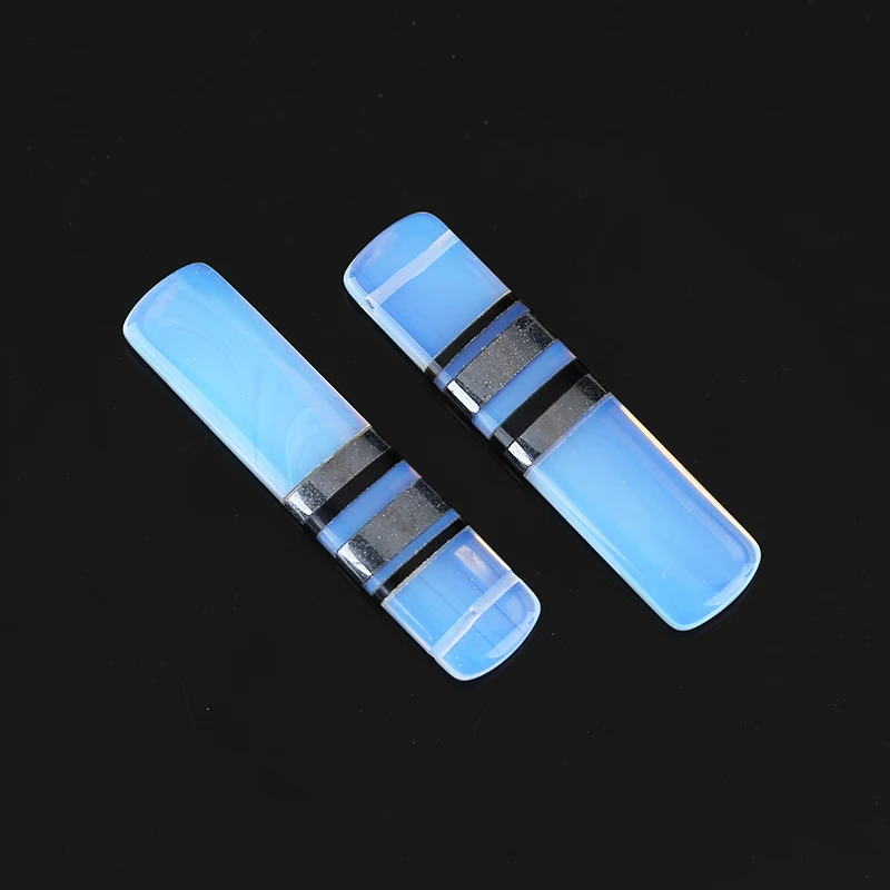 New Design Semiprecious Stones Jewelry Hematite,Obsidian,Opalite Intarsia Earring Beads 38x9x4mm 8g