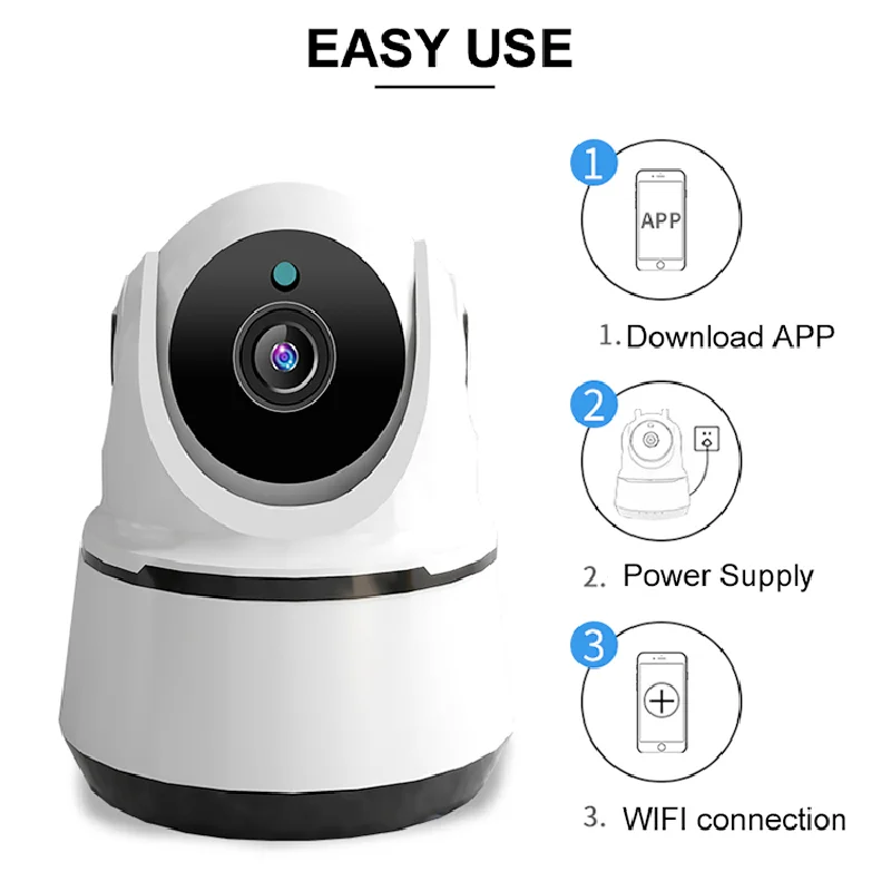 

Samrt Mini Camras HD 1080P Wifi Home Security Night Vision Auto Tracking CCTV Surveillance Cam 360° Wireless IP Camera