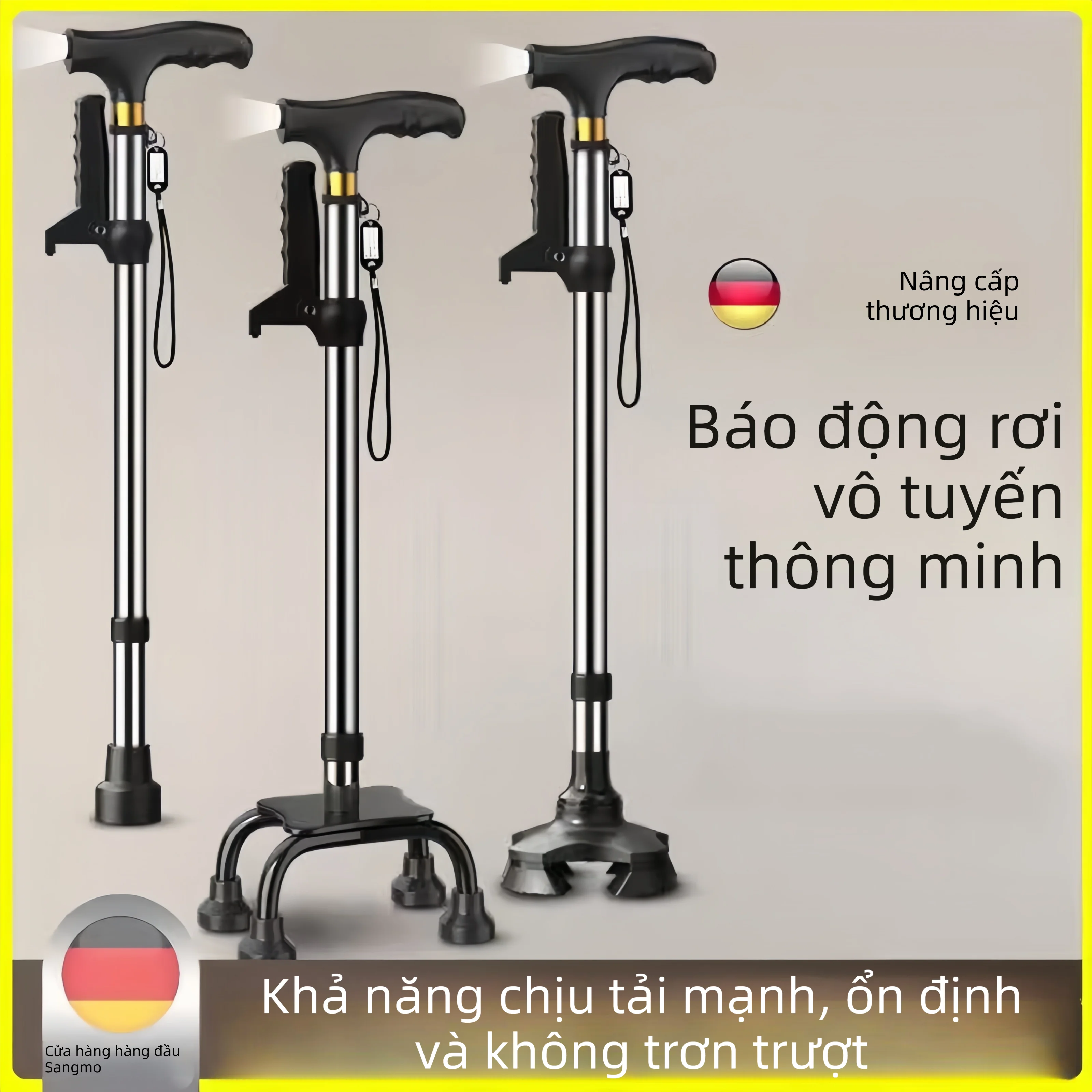 Adjustable Lightweight Aluminum Non-slip Quad Cane