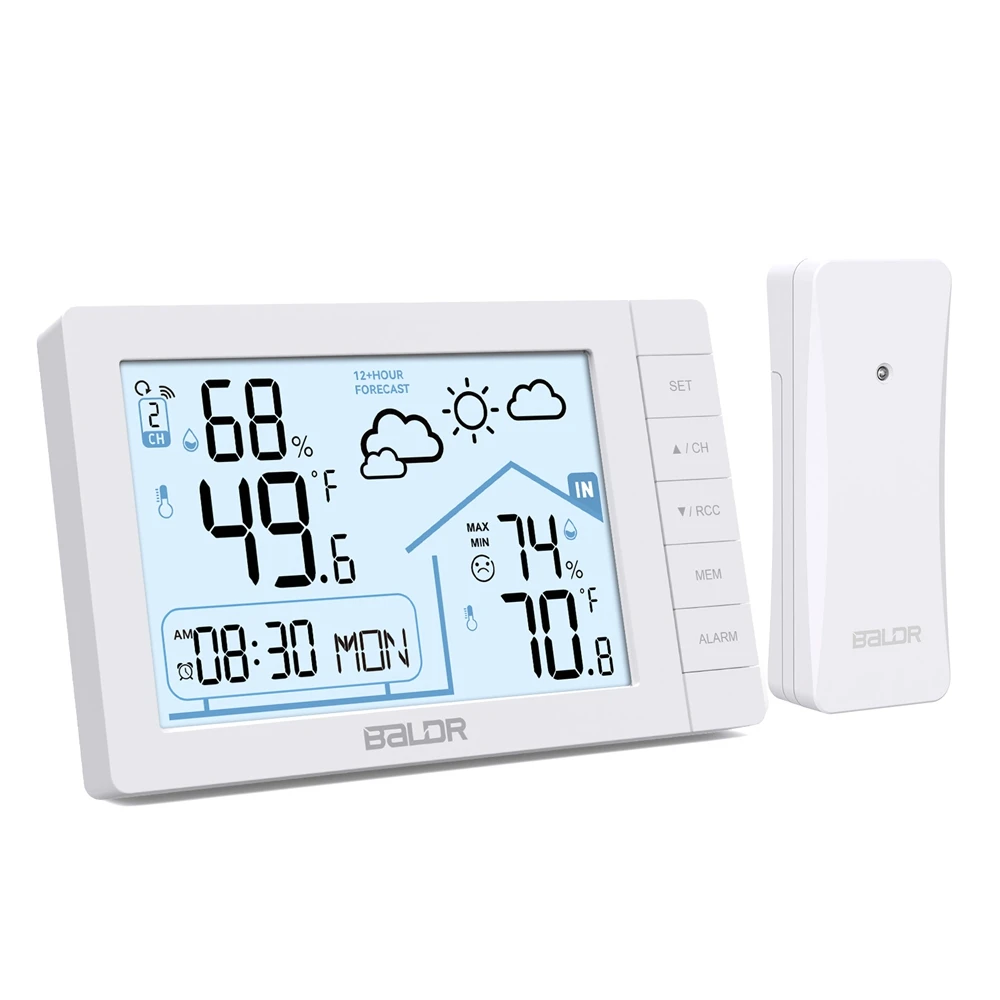 Wireless Weather Station with Atomic Alarm Clock, Hygrometer, Thermometer, Frost Alert, and Digital Forecasting Sensor