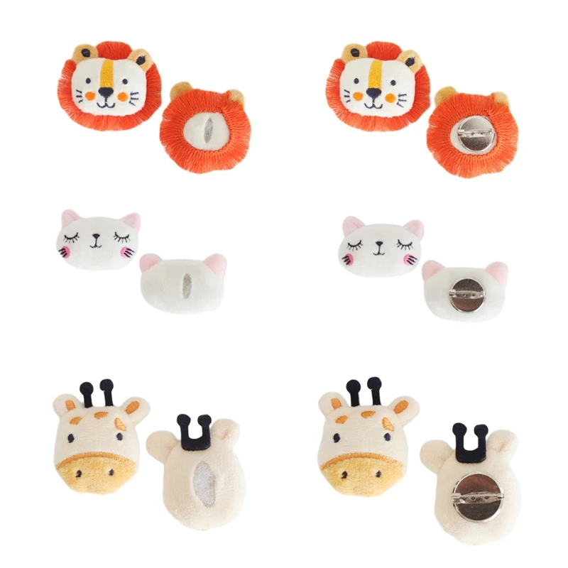 

A2ES Brooch Pins for Child Baby Girl Cartoon Fans Girls 3D Lion for Cat Giraffe Plush Elastic Hair Rope Ponytail Holder