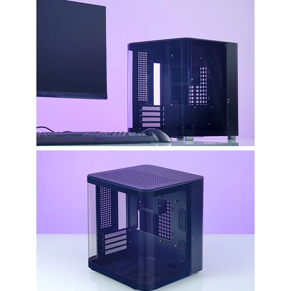 JONSBO TK-1 2.0 M-ATX Case Mini PC Case Ring Tempered Glass Side Penetration E-sports Seaview Room Desktop Computer Mini Chassis