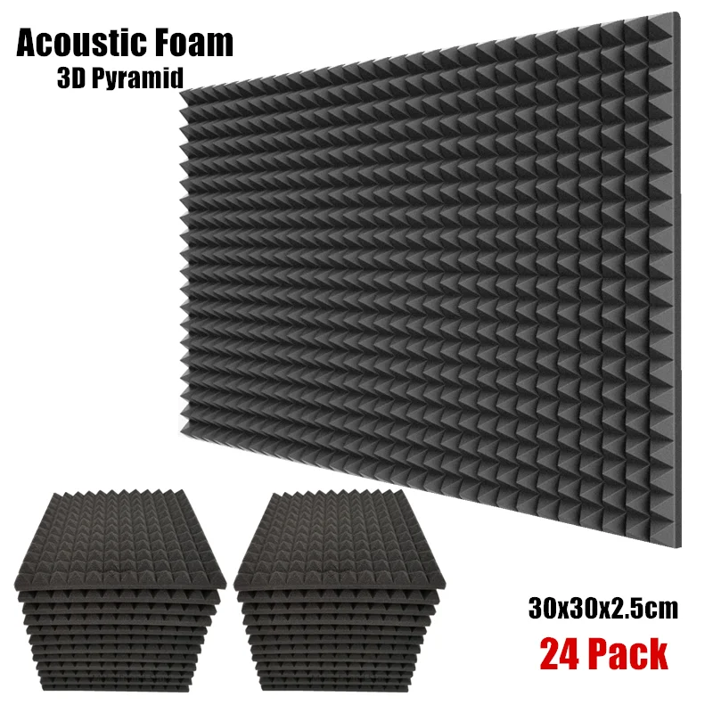 Mousse Acoustique de Studio, Éponge Insonorisante, Pyramide d'Isolation  Phonique, Panneaux Muraux Haute Densité, Lot de 48, 300x300x25mm -  AliExpress