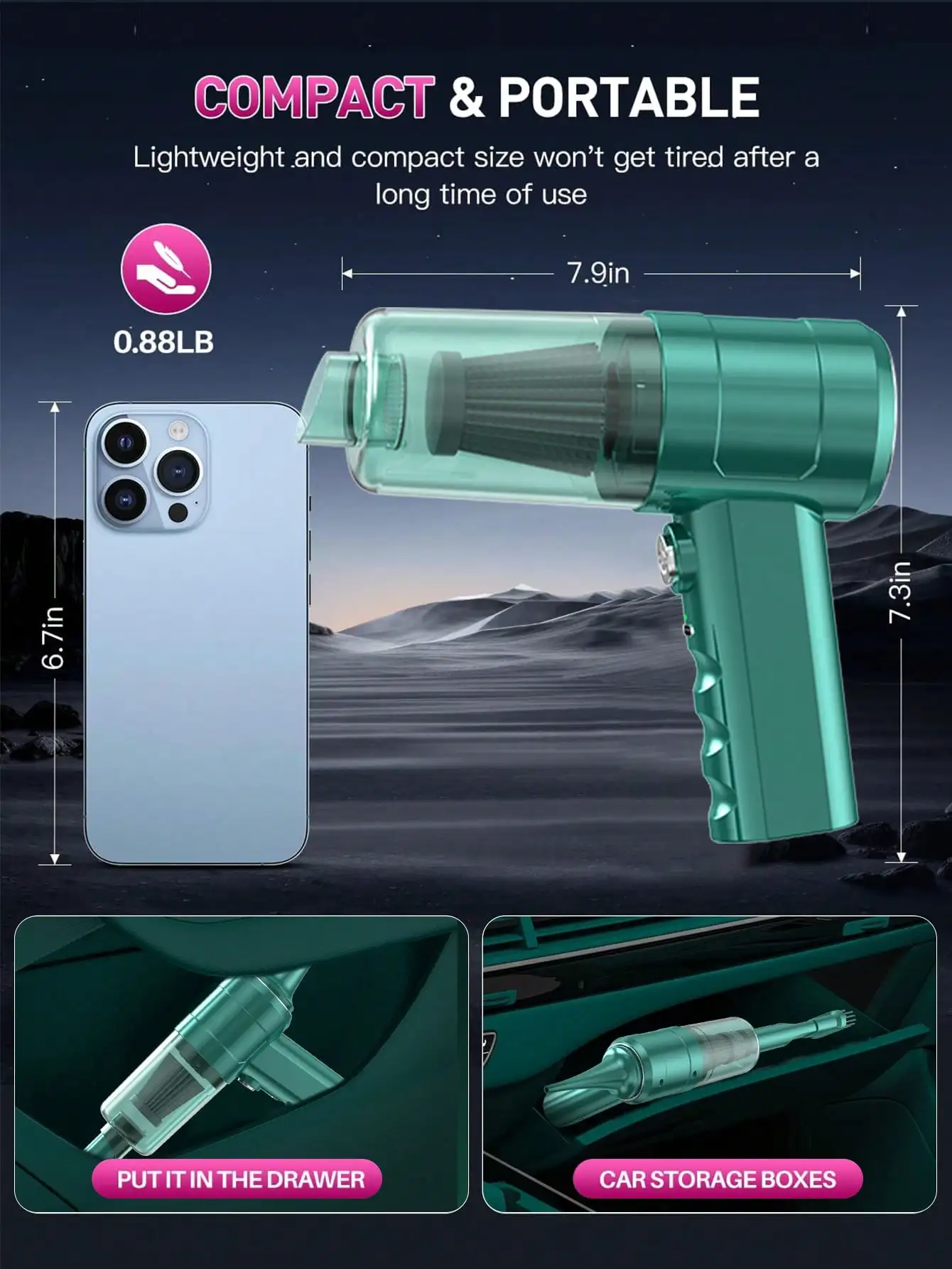 Portable Wireless Vacuum Cleaner Suction Head Car Home Handheld Cleaning Dust Blowing Vacuum Cleaner